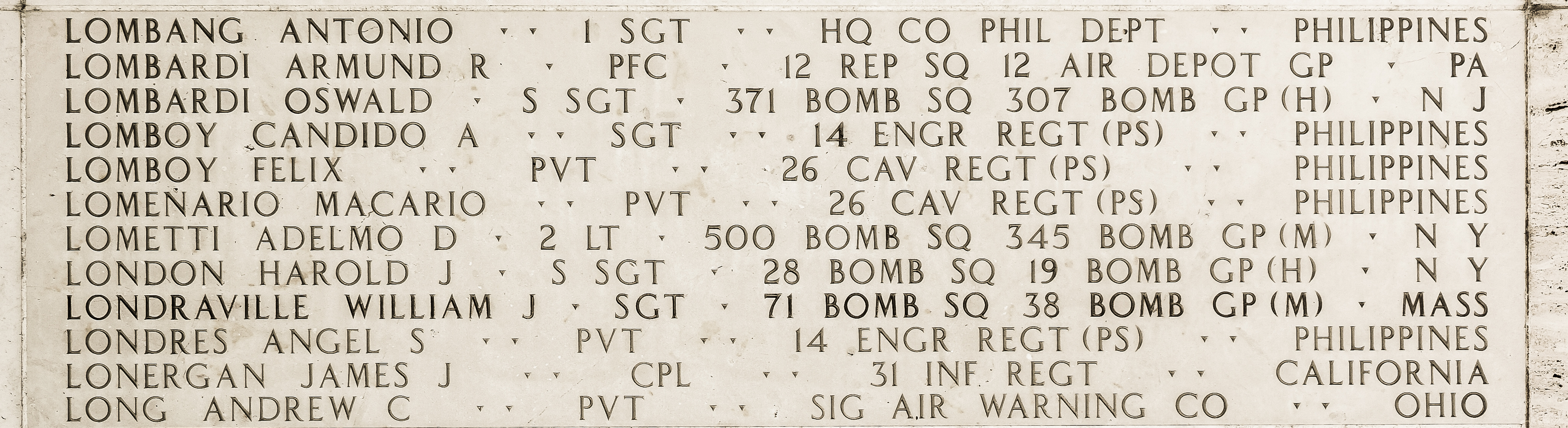 Gerald R. Long, Second Lieutenant